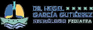 Logo for Dr. Hegel García Gutiérrez, pediatric pneumologist, featuring stylized lungs and hands